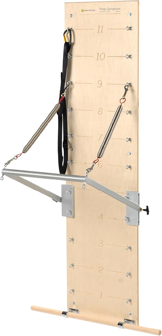 Balanced Body Pilates Springboard with Push-Through Bar, Wall Mounted Pilates Workout Equipment for Home Gym or Studio Use, Pilates Exercise Equipment with Resistance Springs