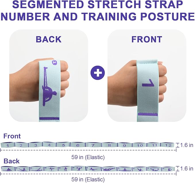 Elastic Yoga Stretching Strap with Loops, CEILIWEN Stretch Straps For Physical Therapy, Pilates Stretch Band, Elastic Exercise Bands, Leg Stretching Strap, Stretch Resistance Bands For Exercise