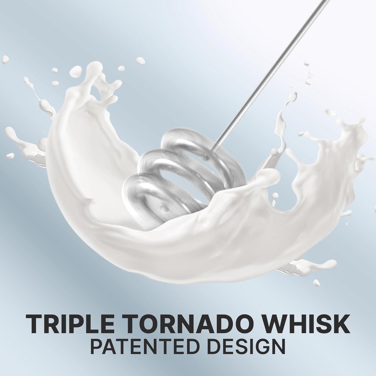 Zulay Kitchen Milk Frother with Patented Tornado Triple Whisk – Handheld Foam Maker for Coffee, Lattes, Matcha & Hot Chocolate – Rich, Creamy Froth in Seconds -