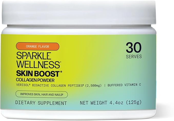 Sparkle Skin Boost Orange Verisol Collagen Peptides Protein Powder Vitamin C Supplement Drink, 5.3oz