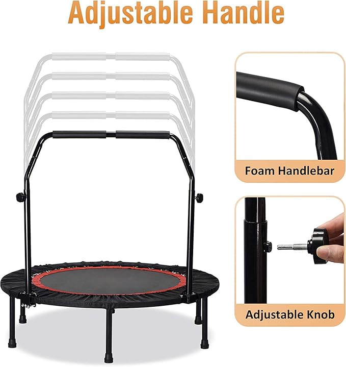 Trampoline, Portable Fitnes Foldable Trampoline in-Home Mini Rebounder, Exercise Trampoline for Kid/Adults, 40" Max Load 330lbs