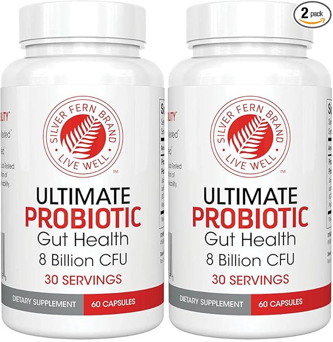 Silver Fern Ultimate Probiotic 2-Pack – Probiotics for Women & Men – 8 Billion CFU Spore-Forming Gut Health Supplement – DNA Verified, Vegan Probiotic, Shelf-Stable, High Survivability – 120 Capsules