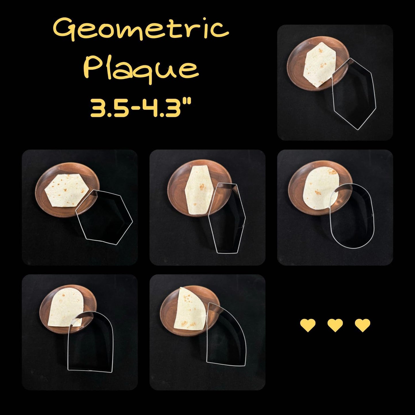 Geometric Plaque Cookie Cutter Set-6 Piece-4.0 Inch-Diswasher Safe-Frame Cookie Cutter Shape for Baking