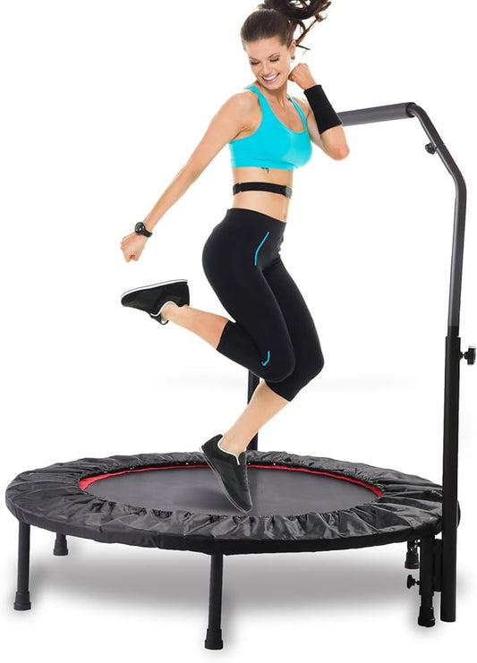 Rebounder Trampoline for Adults, 40"/50" Foldable Spring Fitness Trampoline - 450 lbs Capacity, Quiet & Stable Indoor/Outdoor Exercise Equipment for Cardio Workout