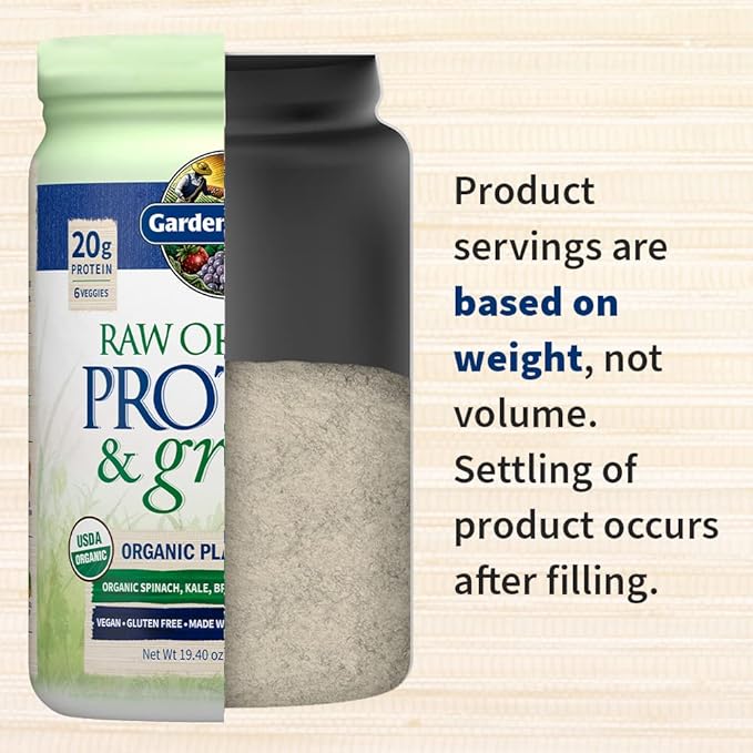 Garden of Life Raw Organic Protein & Greens Vanilla - Vegan Protein Powder for Women and Men, Plant and Pea Proteins, Greens & Probiotics, Gluten Free Low Carb Shake Made Without Dairy 20 Servings