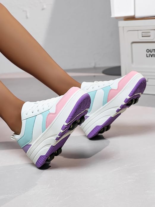 Roller Skate Shoes for Kids Girls Boys Detachable Wheeled Fashion Sneakers