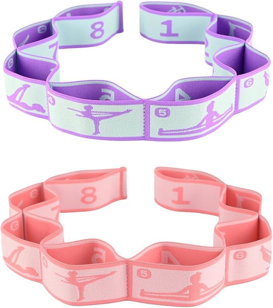 Elastic Yoga Stretching Strap with Loops, CEILIWEN Stretch Straps For Physical Therapy, Pilates Stretch Band, Elastic Exercise Bands, Leg Stretching Strap, Stretch Resistance Bands For Exercise