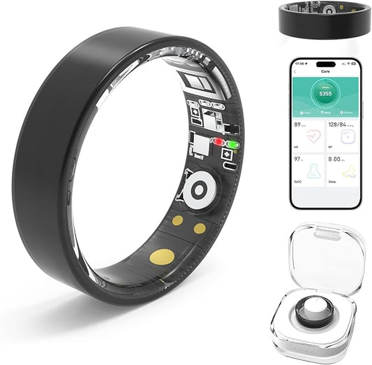 Smart Rings for Women Men,Fitness Tracker Ring,Heart Rate,Blood Oxygen,Blood Pressure,Step Tracker,Sleep Monitoring,No Subscription Fee,IP68 Waterproof Smart Ring for iphone&Android(Black 11)