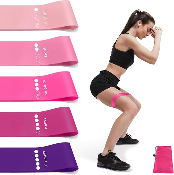 Resistance Bands for Working Out, Exercise Bands Resistance Bands Set with 5 Resistance Levels, Multi-Colored Workout Bands for Indoor & Outdoor Fitness, Leg Strength Training, Yoga