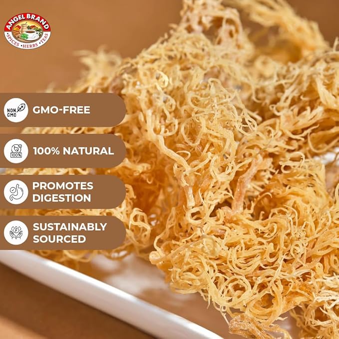 Angel Brand Irish Sea Moss 2 Lbs Pouch - Nutrient-Rich Sea Vegetable Harvested from Clean Ocean Waters - Irish Sea Moss Raw - Ideal for Smoothies & Soups