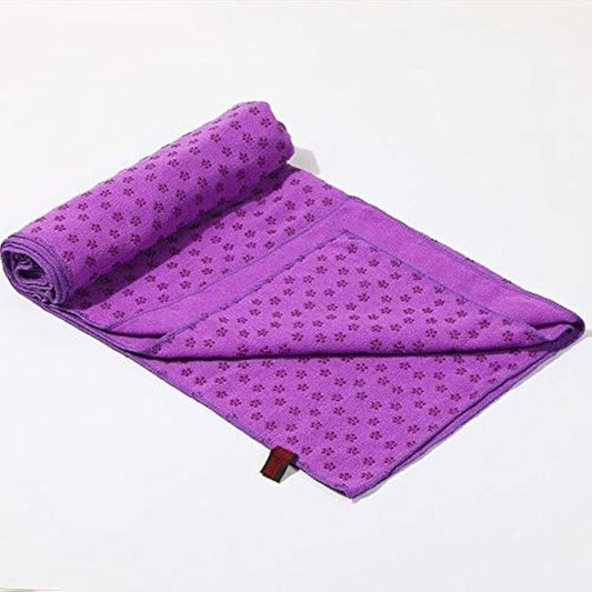 IBL-Yoga Towel, Hot Yoga Mat Towel - Sweat Absorbing Non-Slip for Hot Yoga, Pilates and Workout, 24x72 inches with Grip Dots (Purple)