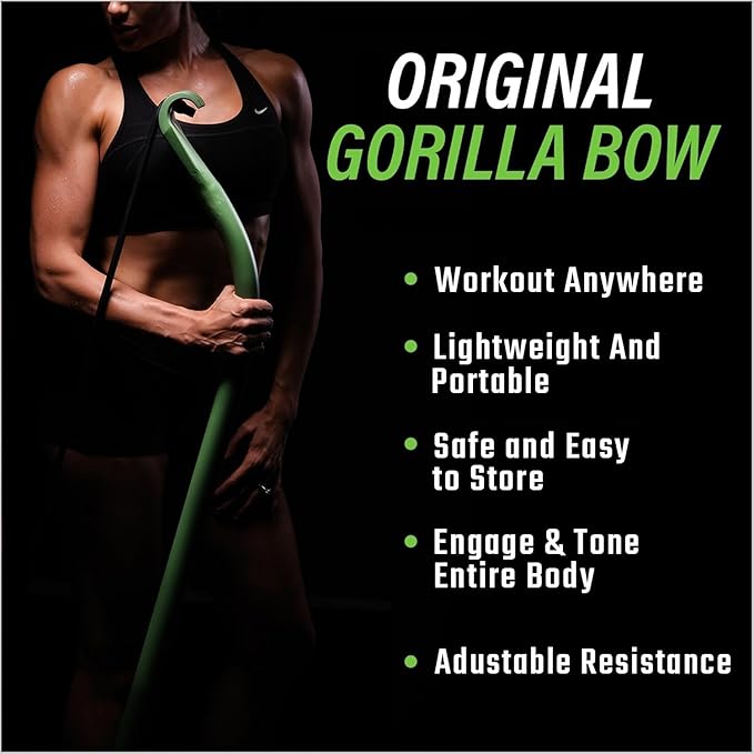 Lite Gorilla Bow Portable Home Gym Resistance Bands and Bar System for Travel, Fitness, Weightlifting and Exercise Kit, Full Body Workout Equipment Set