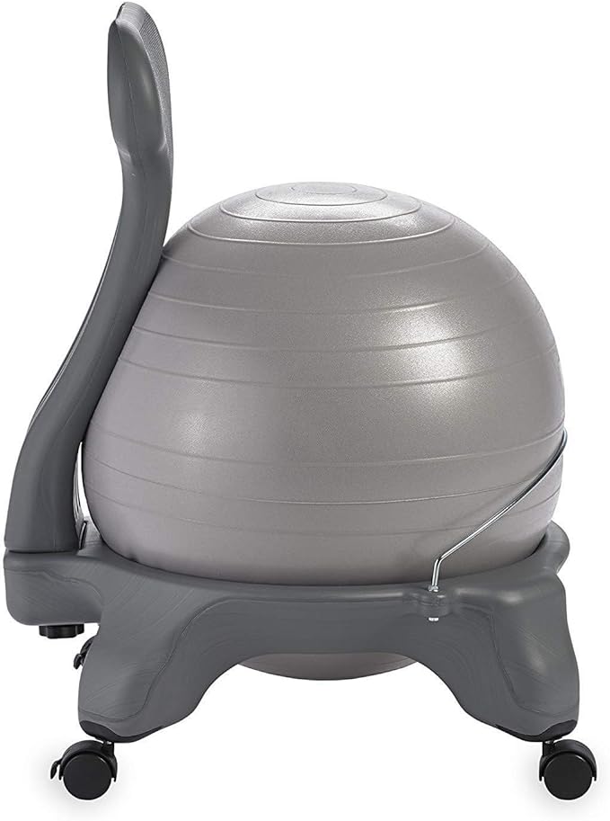 Gaiam Classic Balance Ball Chair – Ergonomic Stability Chair for Desk & Office | Yoga Ball Seat with Base, Air Pump, & Exercise Guide | Improves Posture & Core Strength (300 lb Capacity)