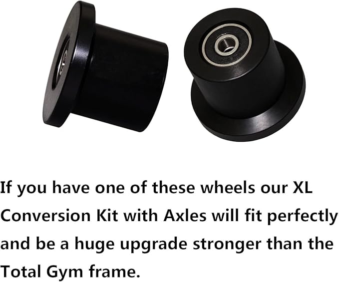 Total Gym Replacement Set Wheels/Rollers for Models XL, XLS and Some 3000 XL, All FIT, and Fit with Bearings Thru Hole of 1/4" in Diameter - 4 Pack (Black)