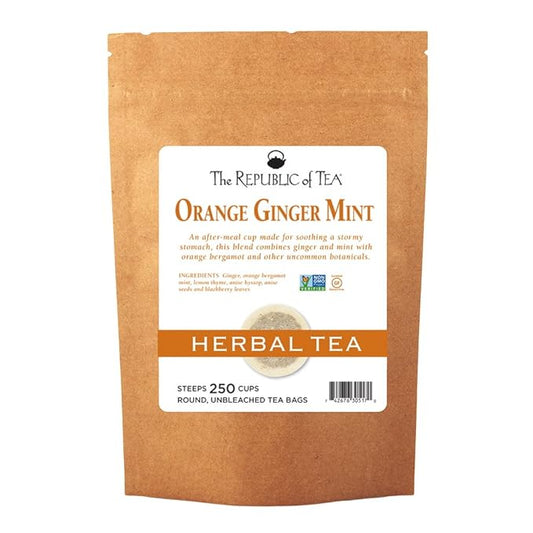The Republic of Tea Orange Ginger Mint Tea, 250 Tea Bags Caffeine-Free Gourmet Herbal Tea