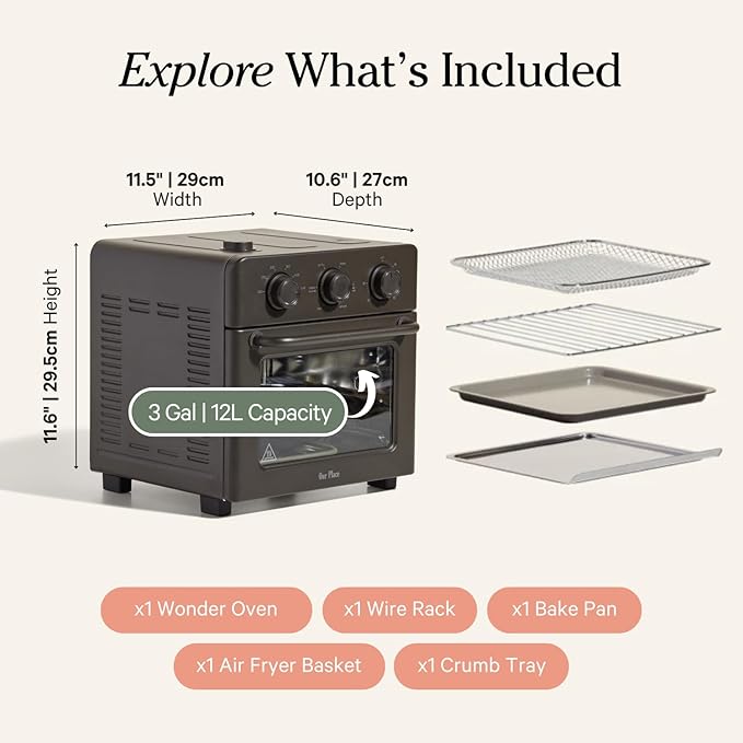 Our Place Wonder Oven | 6-in-1 Air Fryer & Toaster Oven with Steam Infusion | Compact, Countertop Friendly, Fast Preheat, Multifunctional | Air Fry, Toast, Roast, Bake, Reheat & Broil | Char