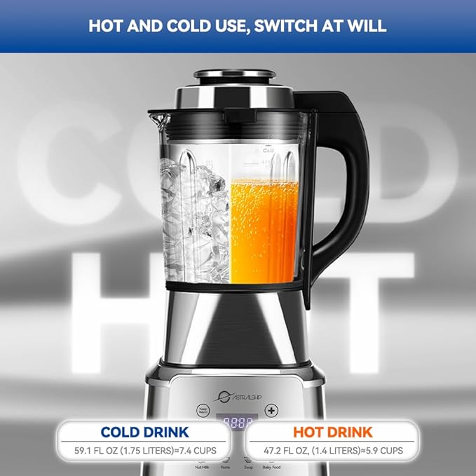 Glass Blenders for Kitchen 59oz, Stainless Steels Professional Blenders 1200W adjustable P1-P9 High Speed, 14 Functions Countertop Blender Smoothie & Food Processor Combo with Heating, Auto Clean