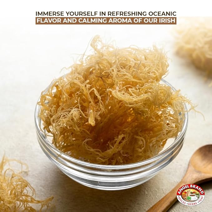 Angel Brand Irish Sea Moss 2 Lbs Pouch - Nutrient-Rich Sea Vegetable Harvested from Clean Ocean Waters - Irish Sea Moss Raw - Ideal for Smoothies & Soups