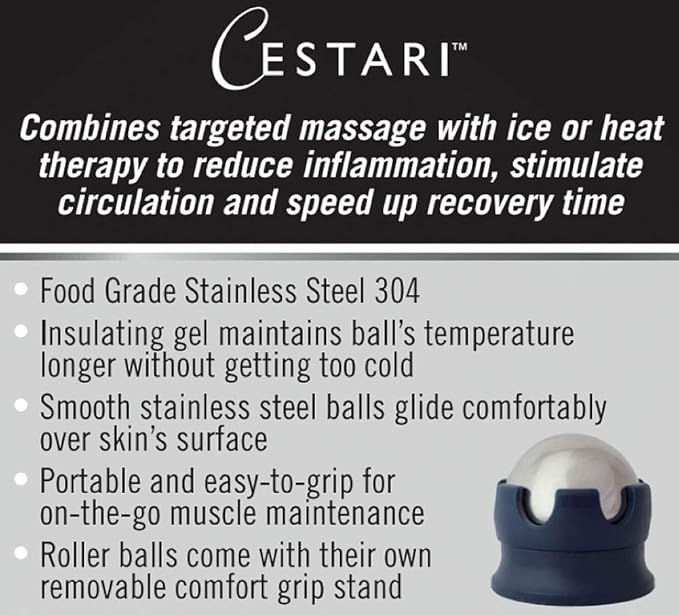 Massage Ball Hot Cold Roller Ball - Relieve Muscle Pain Fast - Stainless Steel Gel Balls for Heat or Ice Therapy-Feet Pain-Plantar Fasciitis-Back Ache-Myofascial Release–Deep Tissue Trigger Points