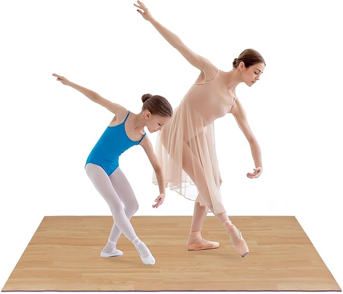 Ballet Dance Floor for Home Practice – 6'x3.9' Portable Ballet Floor - Vinyl Mat, Non-Slip, Cushioned 0.2" for Barre & Floor Practice, Easy to Clean