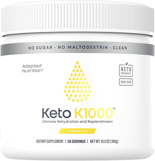 Hi-Lyte Keto K1000 Electrolyte Powder | Lemonade | Hydration Supplement Drink Mix | Boost Energy & Beat Leg Cramps | No Sugar, No Maltodextrin | 50 Servings