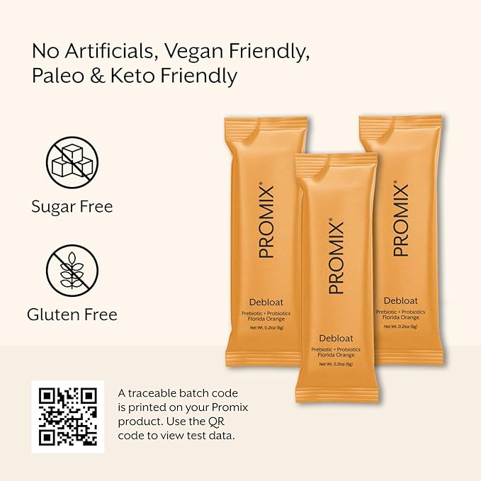 ProMix Nutrition Debloat Prebiotics and Probiotics with Baobab - Rich in Vitamin C, Bloating Relief, Immune Support - Orange - 30 Servings (Pack of 30)