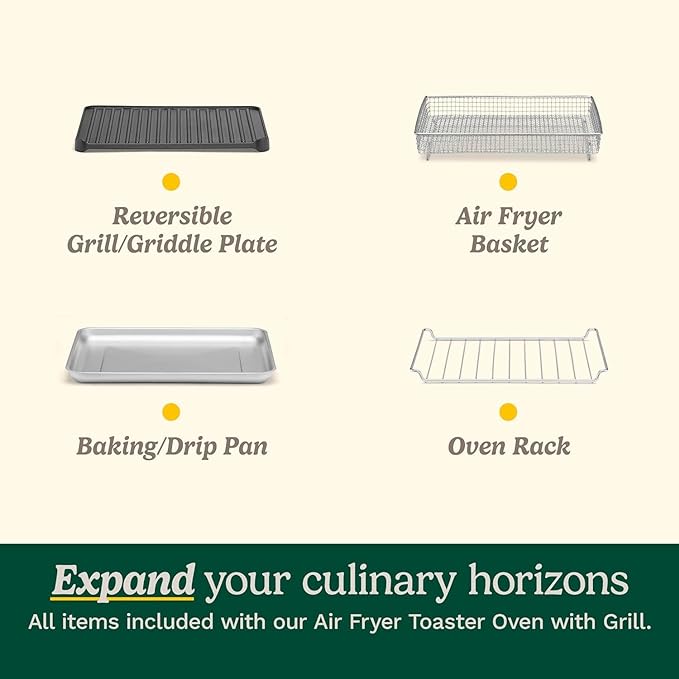 Cuisinart Air Fryer Toaster Oven with Grill, 1800W 8-1 Air Fryer Oven with Bake, Convection Bake, Grill, Broil and Warm Options, Large Capacity, 60-Minute Timer, TOA-70, Stainless Steel