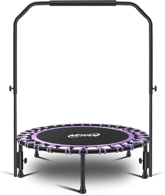 Newan 40" Silent Mini Trampoline with Adjustable Handle Bar Fitness Trampoline Bungee Rebounder Jumping Cardio Trainer Workout for Adults - Max Limit 330 lbs