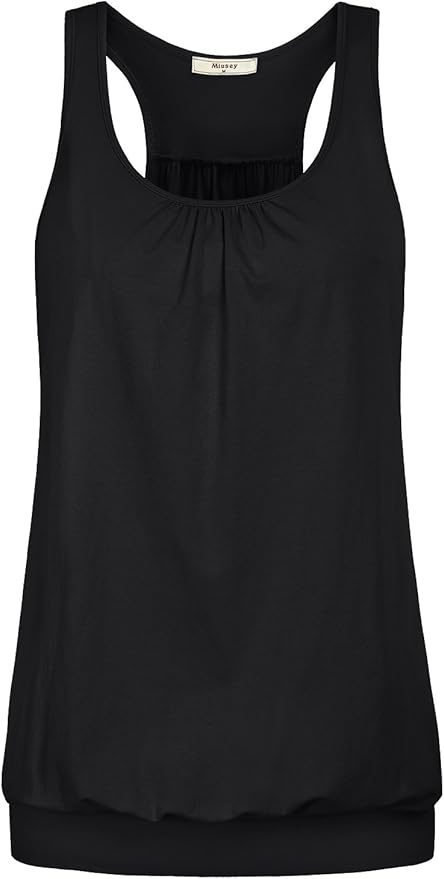 Miusey Womens Sleeveless Round Neck Loose Fit Racerback Yoga Tank Top