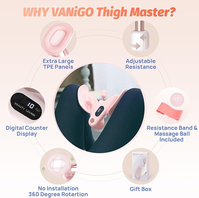 Thigh Master Thigh Exerciser for Women, Upgraded Inner Thigh Exerciser Pelvic Floor Exercise Kegel Hip Trainer, 45lb Thighmaster Home Gym for Legs Strengthen Machine