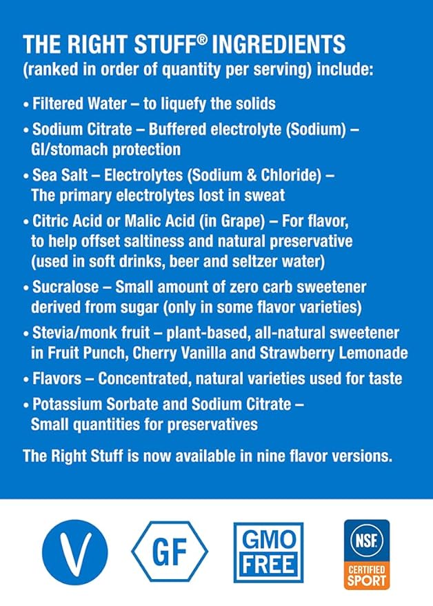 The Right Stuff electrolyte drink concentrate - 10 Pouch Box - Strawberry Kiwi