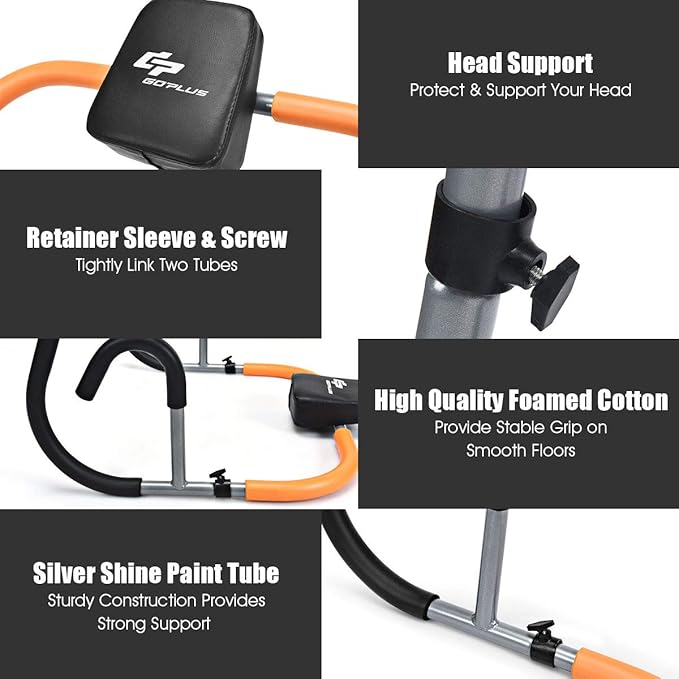 Goplus Ab Fitness Crunch, Portable Ab Roller for Core Strength, Sit Up, Abdominal Machine, Exercise Crunch Trainer Workout Exerciser for Home, Office, Gym