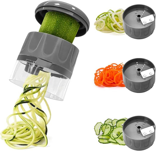 3 in 1 Vegetable Spiralizer Slicer, Adjustable Zucchini Carrot Noodle Maker, Cucumber Spiral Cutter, Easy to Use Kitchen Tool(Dark Grey)