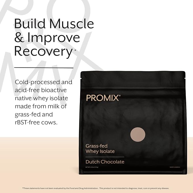 ProMix Nutrition Whey Protein Isolate Powder, Chocolate - Grass-Fed - Post Workout Fitness & Nutrition Shakes, Smoothies, Baking & Cooking Recipes - Gluten-Free & Keto-Friendly - 5lb