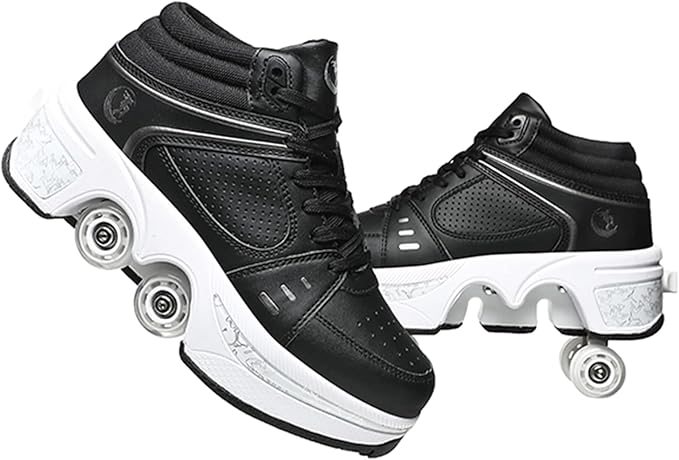 Double-Row Deform Wheel Automatic Walking Shoes Invisible Deformation Roller Skate 2 in 1 Removable Pulley Skates Skating Parkour