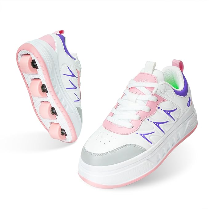 Roller Skate Shoes & Sneakers with Wheels, Outdoor Roller Skates for Girls Boys, Shoes with Wheels for Christmas Birthday Gift