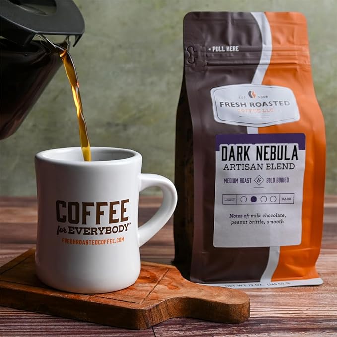 Fresh Roasted Coffee, Dark Nebula, 12 oz, Medium Roast, Kosher, Whole Bean