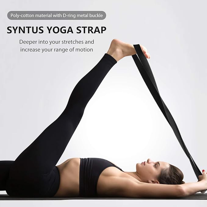 Syntus Yoga Block and Yoga Strap Set, 2 Soft Non-Slip Yoga Blocks 9×6×4 inches, 8FT Metal D-Ring Strap for Yoga, General Fitness, Pilates, Stretching and Toning