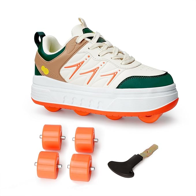 Roller Skate Shoes & Sneakers with Wheels, Outdoor Roller Skates for Girls Boys, Shoes with Wheels for Christmas Birthday Gift