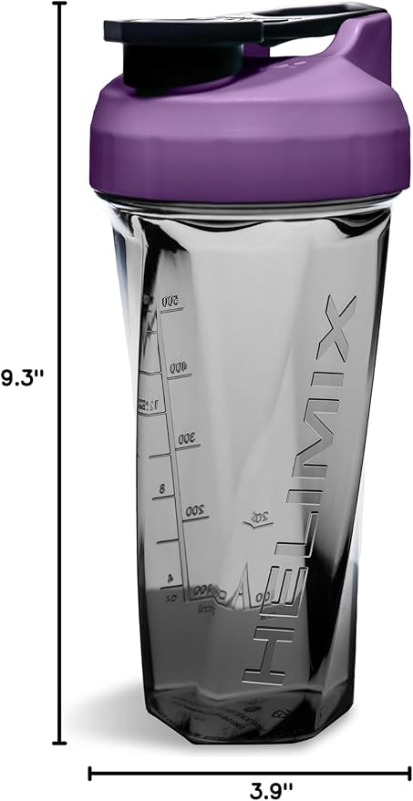 HELIMIX 2.0 Vortex Blender Shaker Bottle Holds upto 28oz | No Blending Ball or Whisk | USA Made | Portable Pre Workout Whey Protein Drink Shaker Cup | Mixes Cocktails Smoothies Shakes | Top Rack Safe