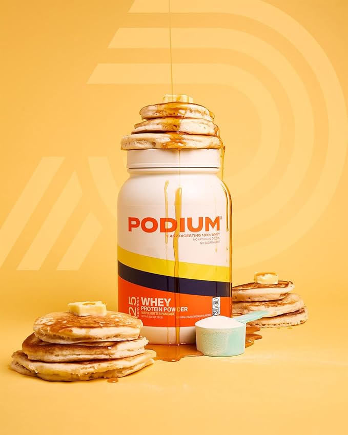 Podium Nutrition, 100% Whey Protein Powder, 25 Servings, 25g of Whey Protein Per Serving, Maple Butter Pancake, Gluten Free, Soy Free, No Artificial Colors