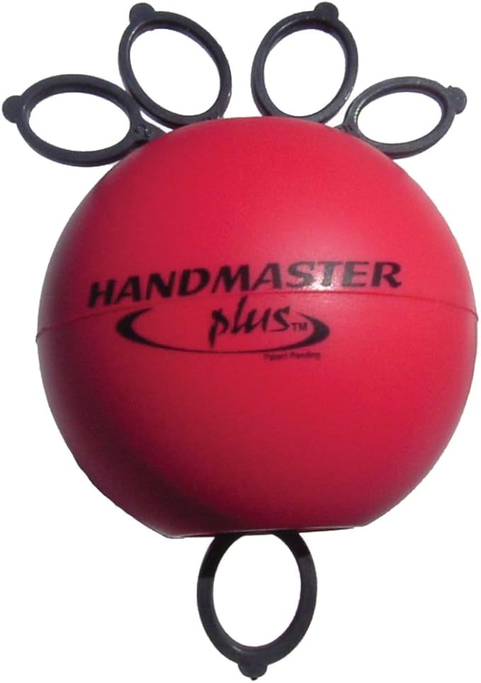 Physical Therapy Hand Exerciser - Forearm Exerciser with Stress Relief Ball - Hand Therapy Balls for Exercise, Training - Finger Exerciser & Strengthener - Medium Tension, Red