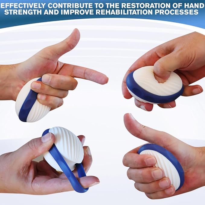 Hand & Finger Exerciser – Grip Strengthener with 2 Resistance Rings & Training Manual with 30+ Exercises – Strengthens Hand Muscles, Joints & Tendons for Rehab, Therapy & Training