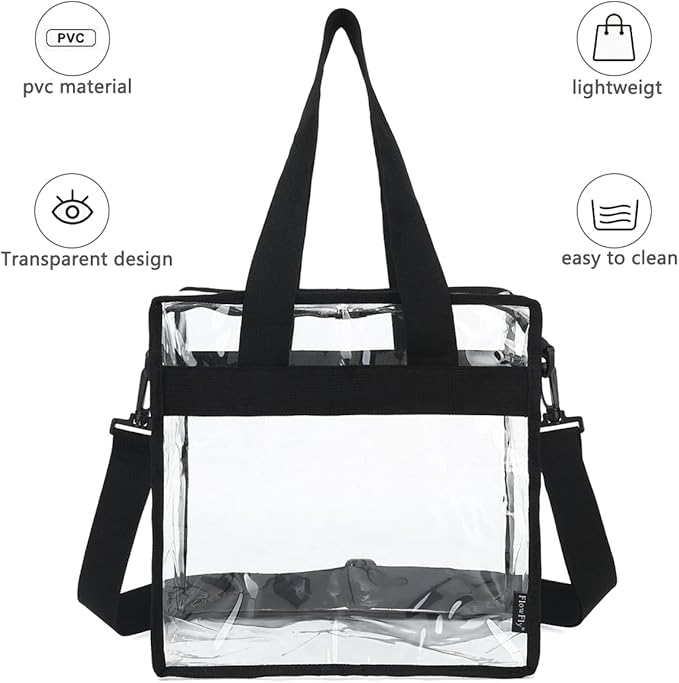 FlowFly Insulated Lunch Cooler Bag - Tote Bag Organizer for Women/Men, Clear#Black