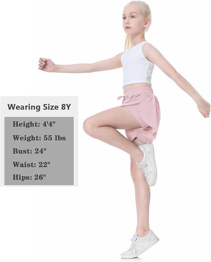 EXARUS Girls Butterfly Shorts Flowy Dance Skirt Cheer Skorts Athletic Tween Clothes Teen Preppy Outfits Flutter Kids