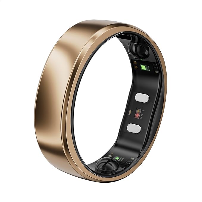 RingConn Gen 2 Air, Ultra-Thin AI Smart Ring, 10-Day Battery Life, Fitness/Sleep/Stress/HR Tracker for Women&Men, No App Fee for Standard Features, iOS & Android Compatible (Size 12, Dune Gold)