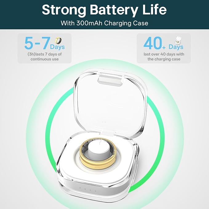 Smart Rings for Women Men,Fitness Tracker Ring,Heart Rate,Blood Oxygen,Blood Pressure,Step Tracker,Sleep Monitoring,No Subscription Fee,IP68 Waterproof Smart Ring for iphone&Android(Gold 12)