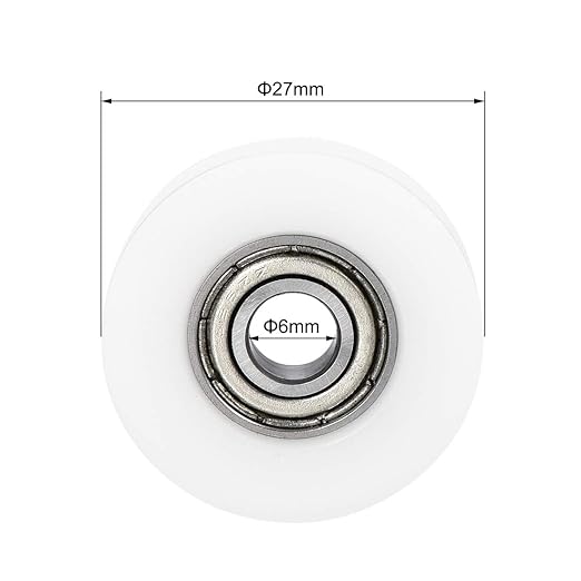 uxcell U Groove Guide Pulley Rail Ball Bearings 6x27x7mm Double Metal Shielded (GCr15) Chrome Steel Bearings Roller Guide Wheel 4pcs