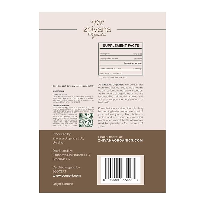 Premium Burdock Root Organic (16 oz.) - Greater Burdock Root Tea Loose - Raíz De Bardana Organica 우엉차