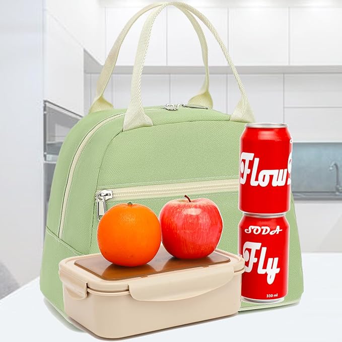 FlowFly Insulated Lunch Cooler Bag - Tote Bag Organizer for Women/Men, Prairie Green